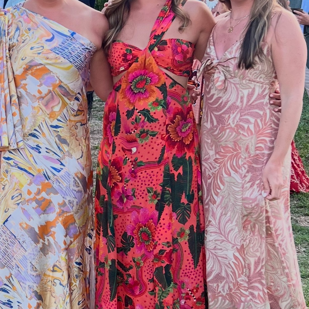 FARM Rio Vibrant Pink Floral One Shoulder Dress